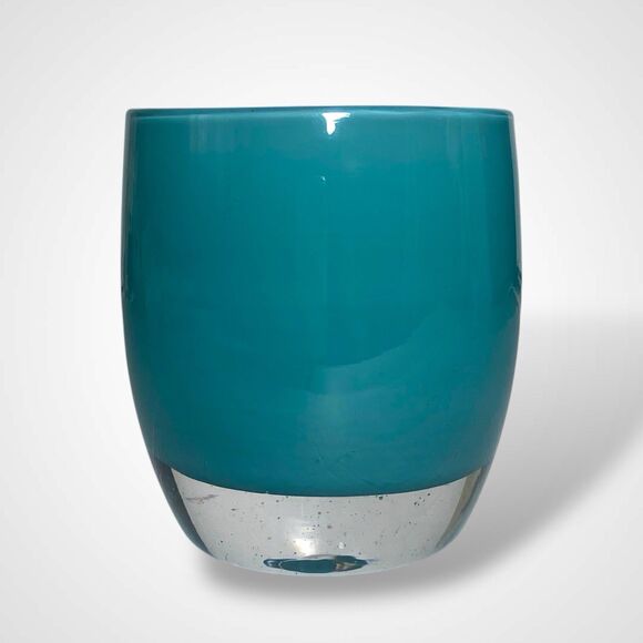 Glassybaby Aqua Verde Votive Candle Holder Teal Hand Blown Glass Pre Triskelion - Picture 4 of 9